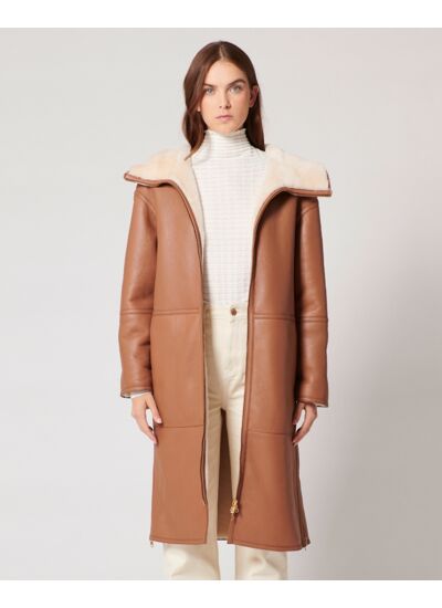 Manteau Mirene Camel en Cuir