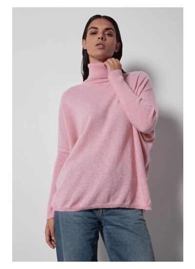 Pull poncho col roulé cachemire Margareth CERISIER