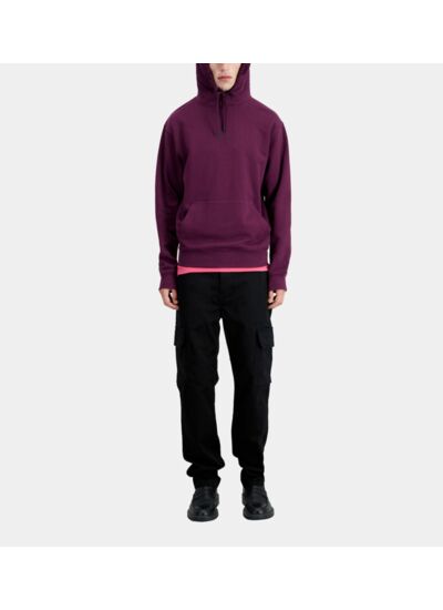 Sweatshirt À Capuche Bordeaux Avec Logo