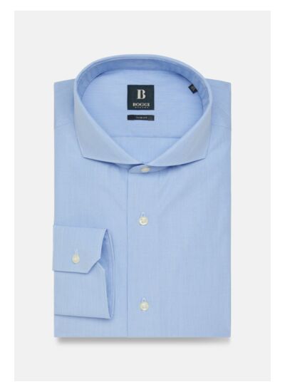 Chemise À Carreaux Bleu Clair En Coton Slim Fit