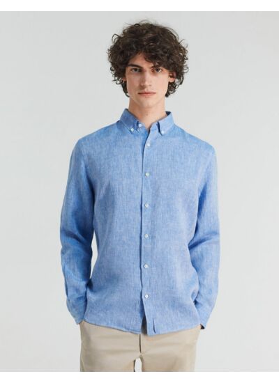 Chemise Gaspard en lin bleu