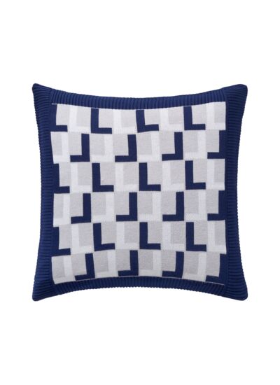 Lacoste - Housse de coussin en viscose bleu, L Logo