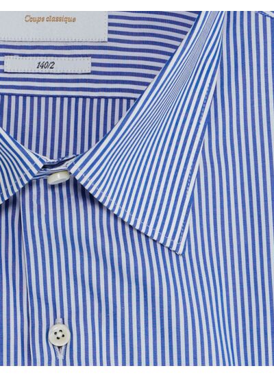 CHEMISE RAYURES POPELINE BLEU