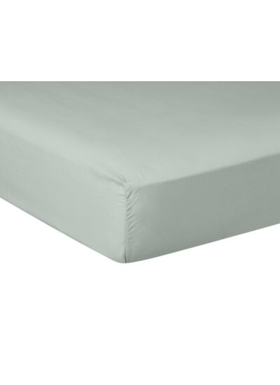 DRAP HOUSSE | Pure White Percale Lavée - Light green