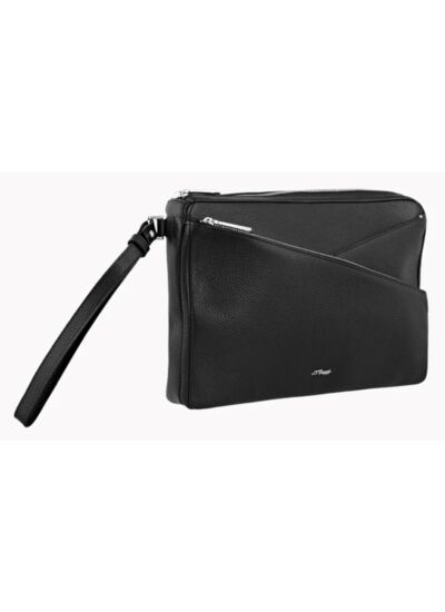 Pochette Line D Cuir Grainé Noir