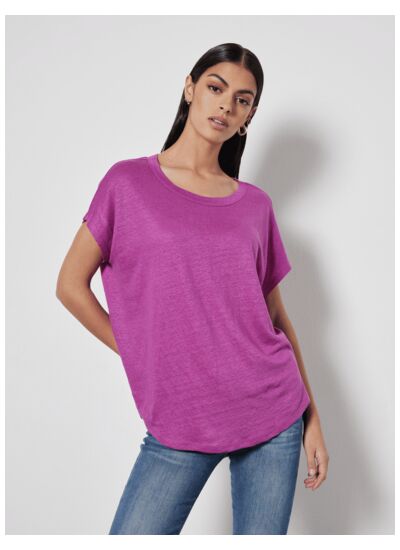 T-shirt lin col rond manches courtes Zoe BERRY