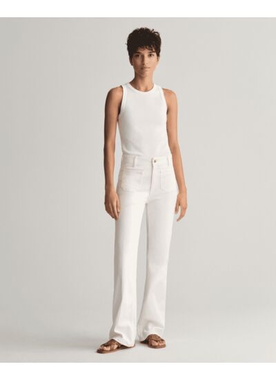 Jean slim fit évasé blanc