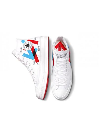 Chuck 70 Hi White/Fiery Red/Diva Blue