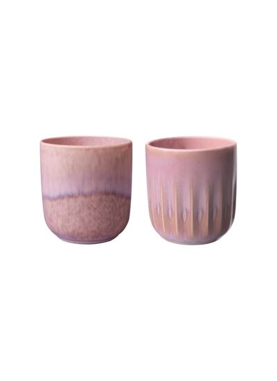 Perlemor Coral - Ensemble de tasses, rose, en porcelaine haut de gamme, 2 pièces