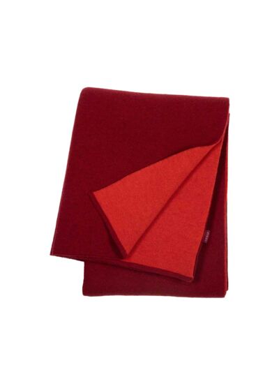 Yves Delorme - Plaid en laine polyamide rouge, Verso