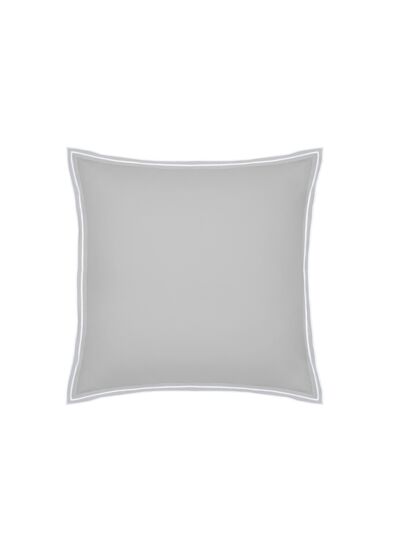 TAIE D'OREILLER | Pure White Percale Lavée - Light Grey  - Finition White