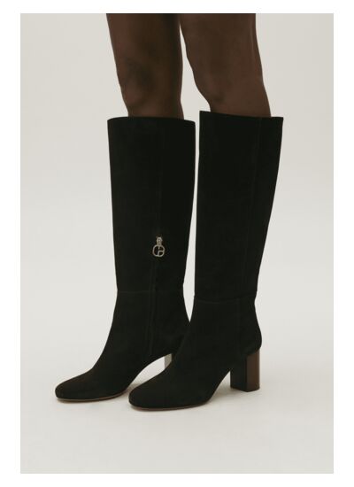 Bottes hautes cuir suède noir