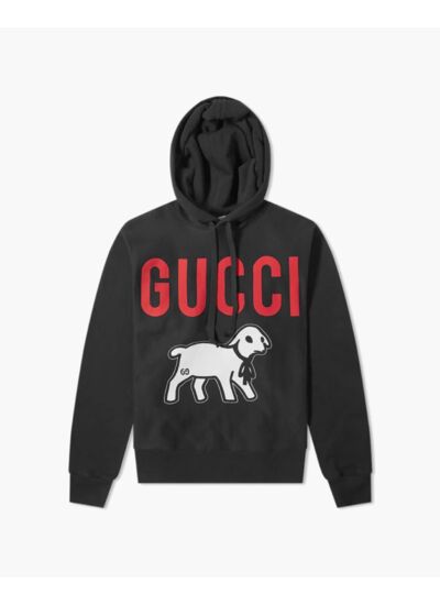 Gucci Lamb Logo Printed Hooded Drawstring