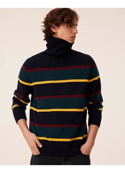 Pull Hugo Pull Col Roule Rayé Cachemire Intarsia, 6 fils