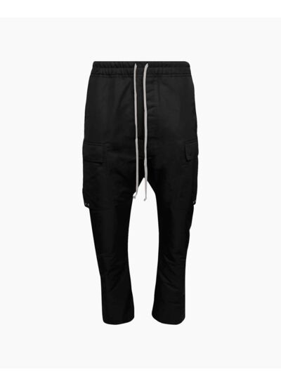 RICK OWENS LONG CARGO PANTS BLACK