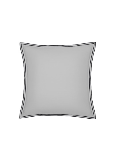 TAIE D'OREILLER | Pure White Percale Lavée - Light Grey  - Finition Black