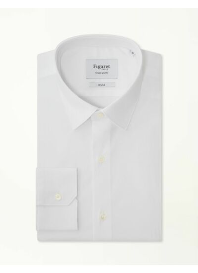 Chemise Ajustée en popeline stretch blanche