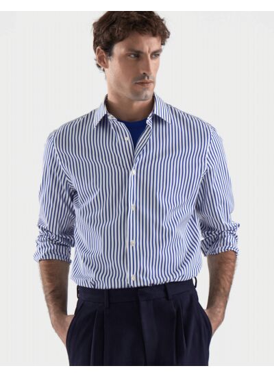 Chemise Ajustée Infroissable rayée bleue