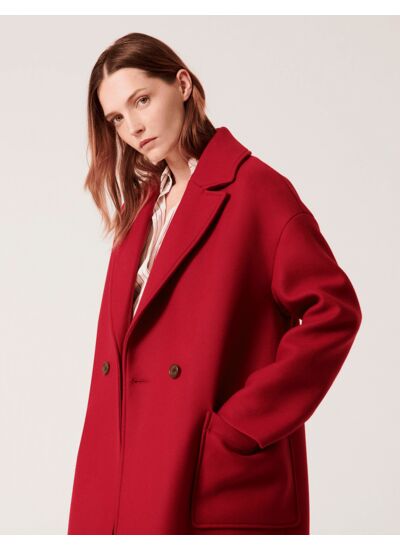 Manteau Miranda-Manteau long en laine bordeaux