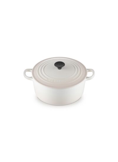 Cocotte ronde 22cm en fonte émaillée meringue