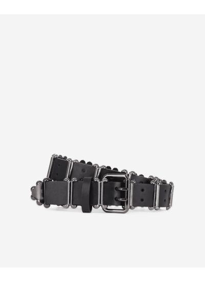 Ceinture En Cuir Avec Pieces Metalliques