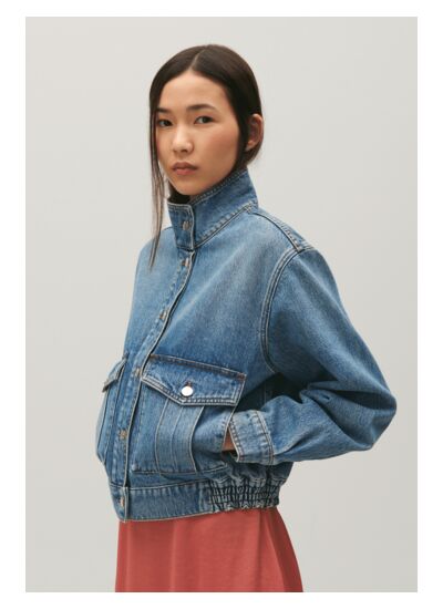 Veste denim bleu délavé