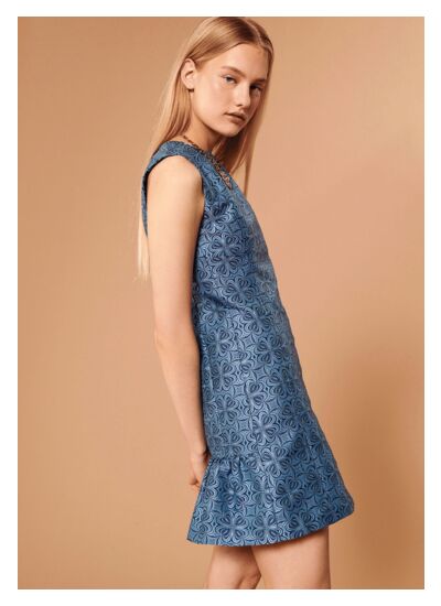 Robe Romeala-bleue en jacquard