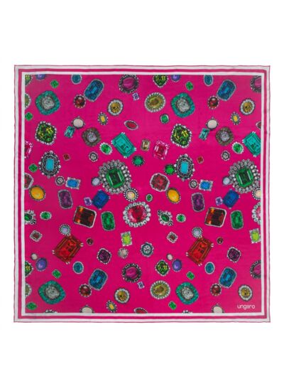 Foulard soie Perla Fushia -  90 cm x 90 cm