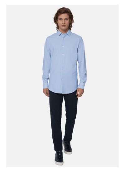 Chemise Bleu Clair En Nylon Extensible Coupe Slim