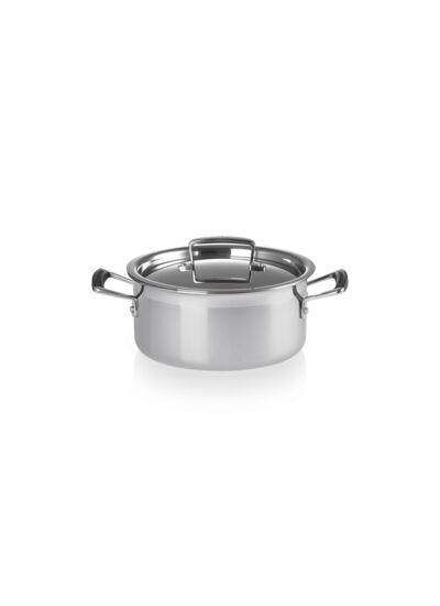 Faitout bas 20cm inox avec couvercle