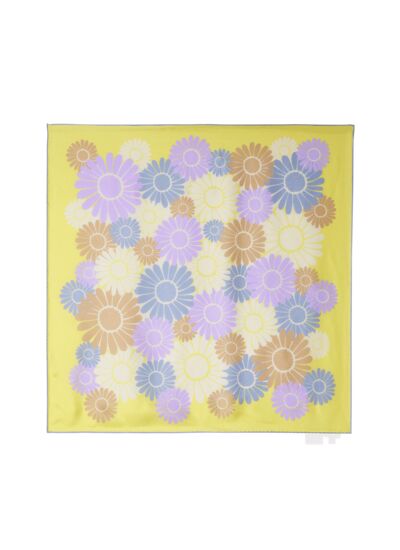 Carré en soie imprimé daisy - Accessoire - JAUNE BUVARD