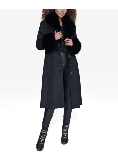 BELTED COAT WITH FUR DETAIL