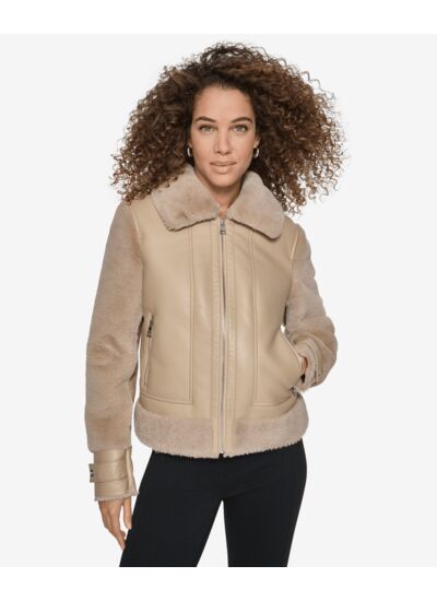 ZIP FRONT FAUX SHERPA