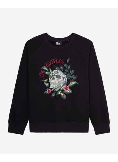 Sweatshirt Avec Print Skull And Flowers