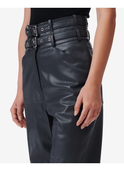 Pantalon Carotte En Cuir Bratis