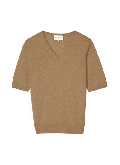 Pull V manches courtes intemporel - Femme - CAMEL