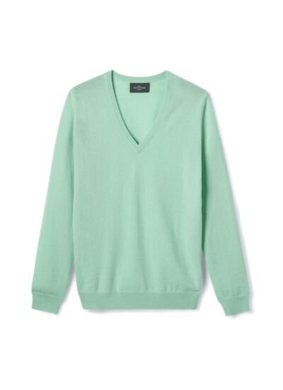 Pull col V classique - Femme - MENTHE AU LAIT