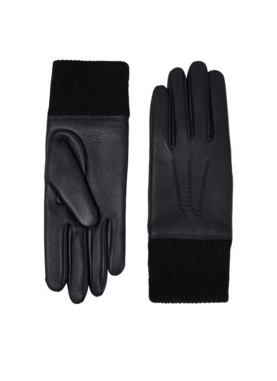 Gants Cuir Graine Et Maille - Gants Homme - Noir