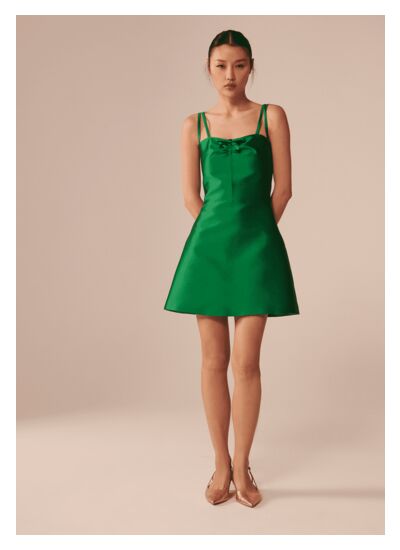 Robe Rosabel-vert émeraude en satin