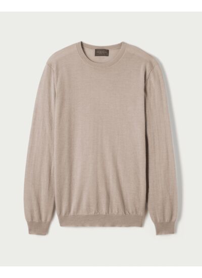 Pull col rond ultrafin - Homme - LATTE