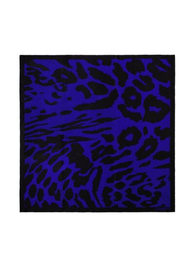 Foulard soie Lina Bright Blue & Black - 65 cm x 65 cm