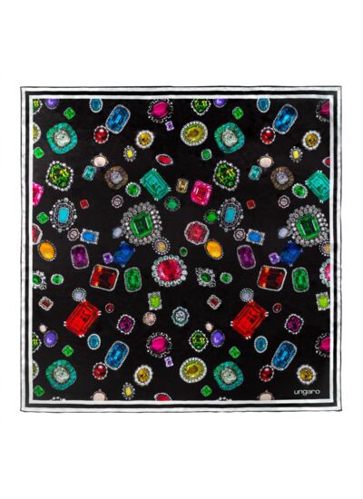 Foulard soie Perla Black - 90 cm x 90 cm