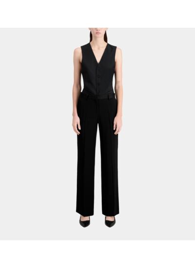 Pantalon Tailleur Noir En Crêpe