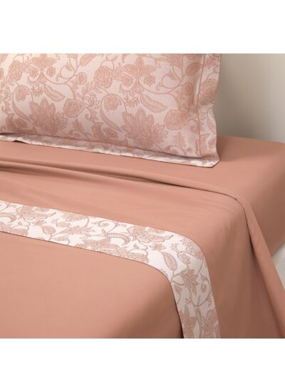 Yves Delorme - Drap plat en satin de coton rose, Perse