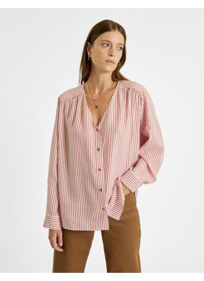 Chemise oversize Enorah rayée rouge