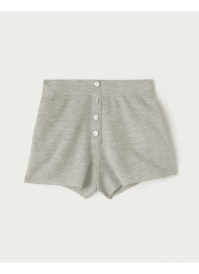 Shorty ultrafin boutonnière trompe-l'œil - Femme - GRIS ARMOISE