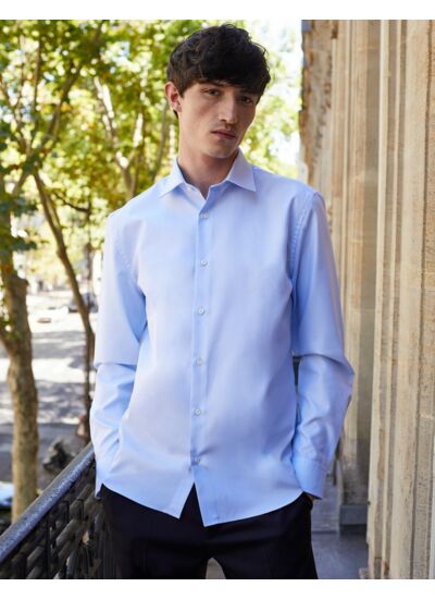 Chemise Ajustée en façonné bleue