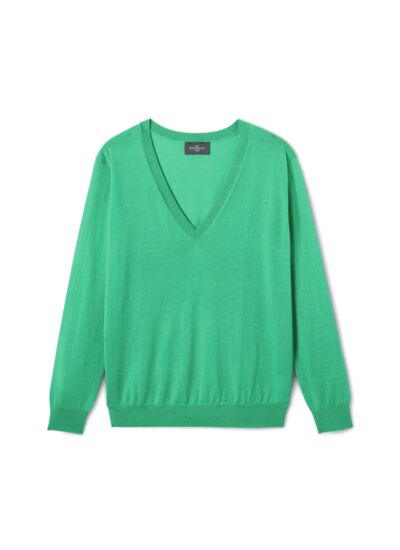 Pull V ample ultrafin - Femme - VERT TUPPER