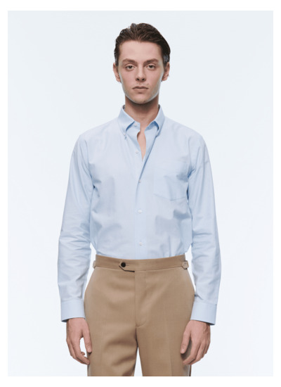 Chemise bleu ciel en Oxford de coton