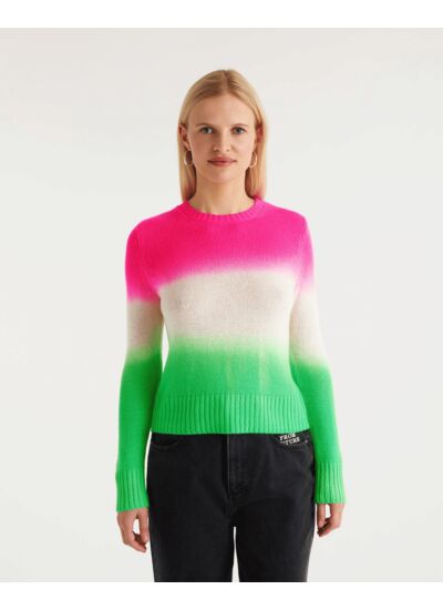 Pull Col Rond Dip Dye Tricolore Allege